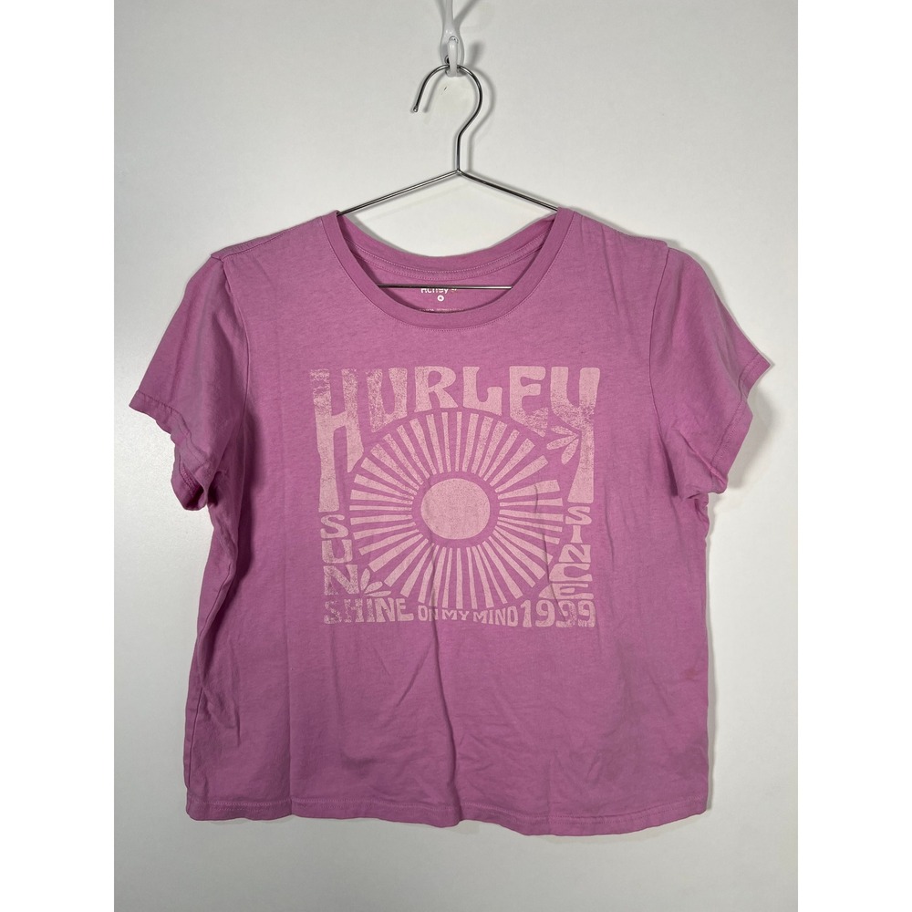 Hurley Sun Shine On My Mind Pink Graphic Tee Surf Boho Skater T-Shirt‎ XL